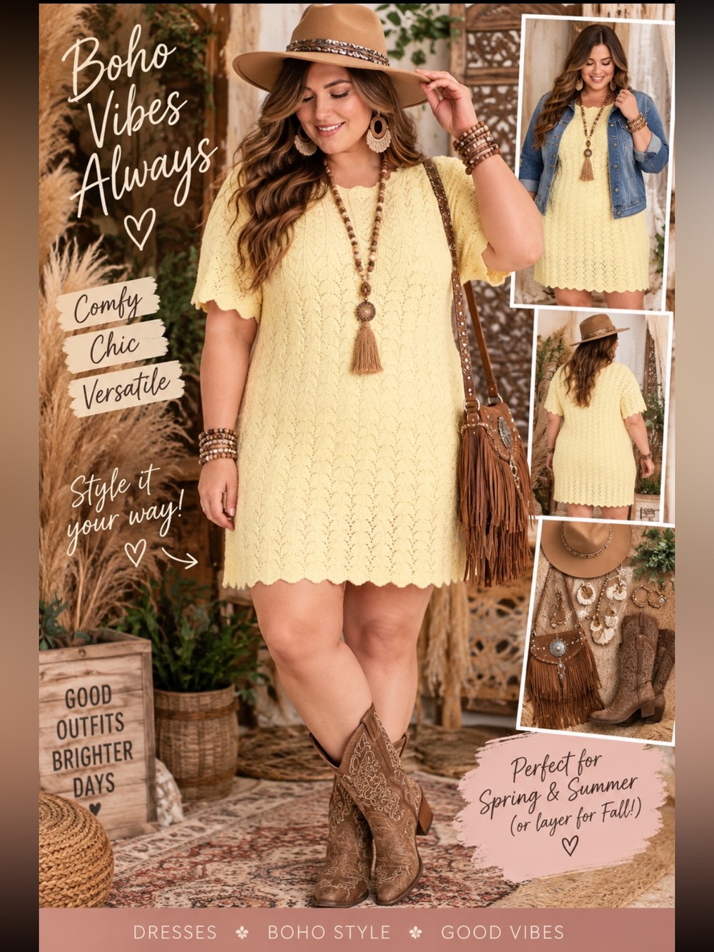 a new day XXL-Off White/Cream Crochet Mini Dress with Stretch